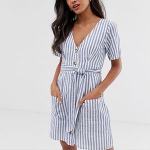 Cute Striped Button Up Dress
